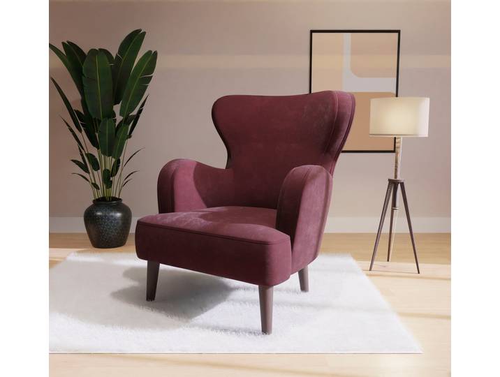 Sessel HOME AFFAIRE SICILIA , rot (weinrot), B:71cm H:86cm T:64cm, 100% Polyester, Sessel, Sessel, moderner Ohrensessel
