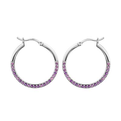 Paar Creolen FIRETTI "Schmuck Geschenk Silber 925 Ohrschmuck Ohrringe", pink (silberfarben, lila, lila), Ohrringe, Damen, 27mm, Silber 925 (Sterlingsilber), mit Kristallstein (synth.)
