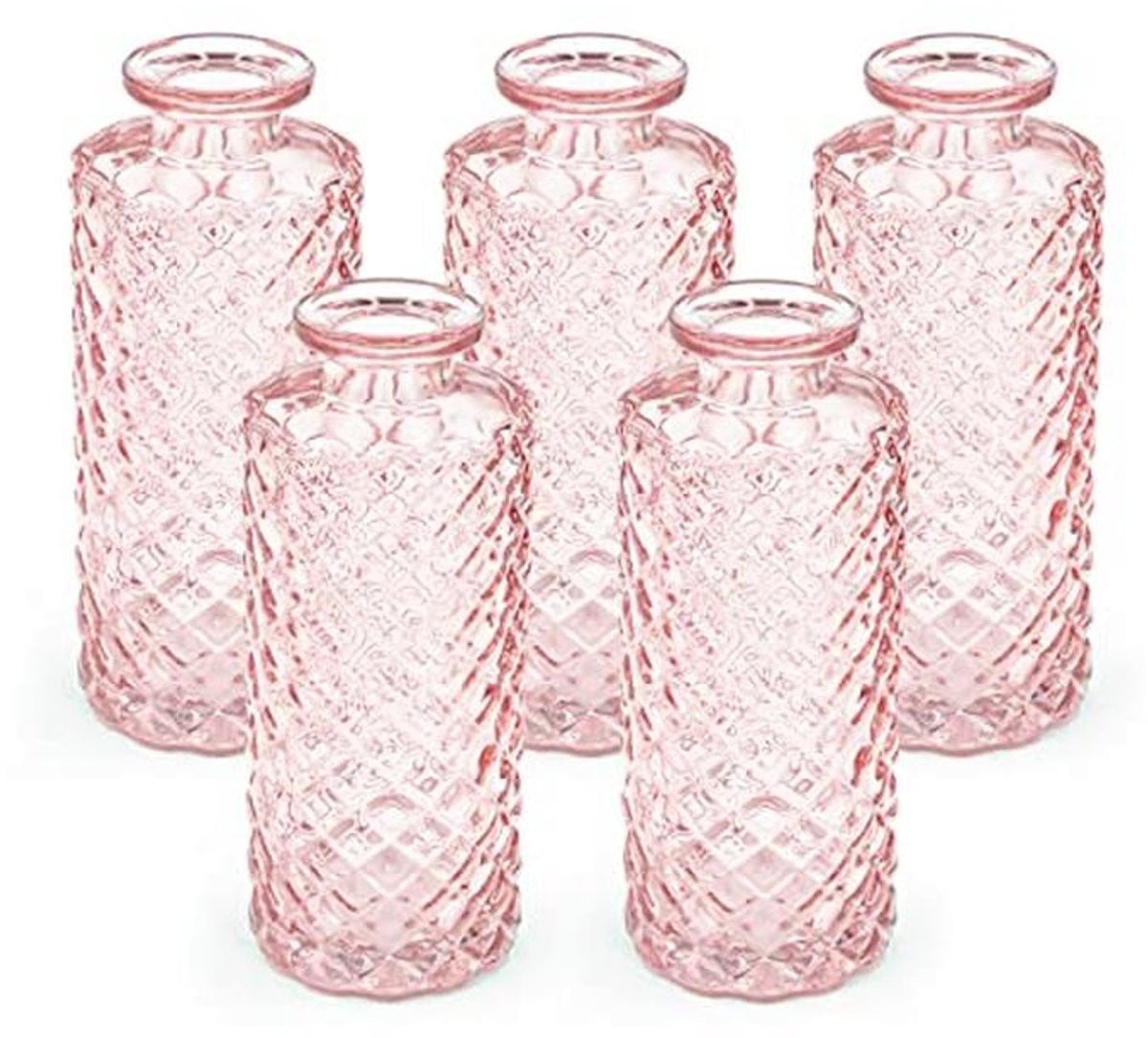 Set van 5 kleine glazen vazen voor bruiloft en decoratie
