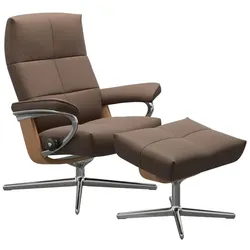 Stressless Sessel mit Hocker David Cross Leder Braun Batick Mole L (Large)
