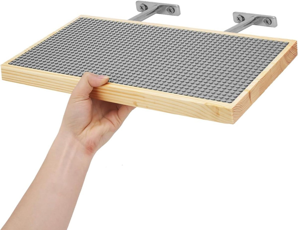 Massief houten displayplank voor bouwstenen met 48x24 noppen