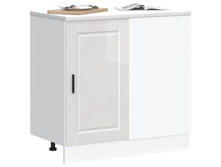 KTHLBRH Küchenschrank Porto weiß glänzend 86 x 46 x 81,5 cm Technisches Holz, 70 kg Kapazität, verstellbare Füße, praktische Tür, leicht zu reinigen