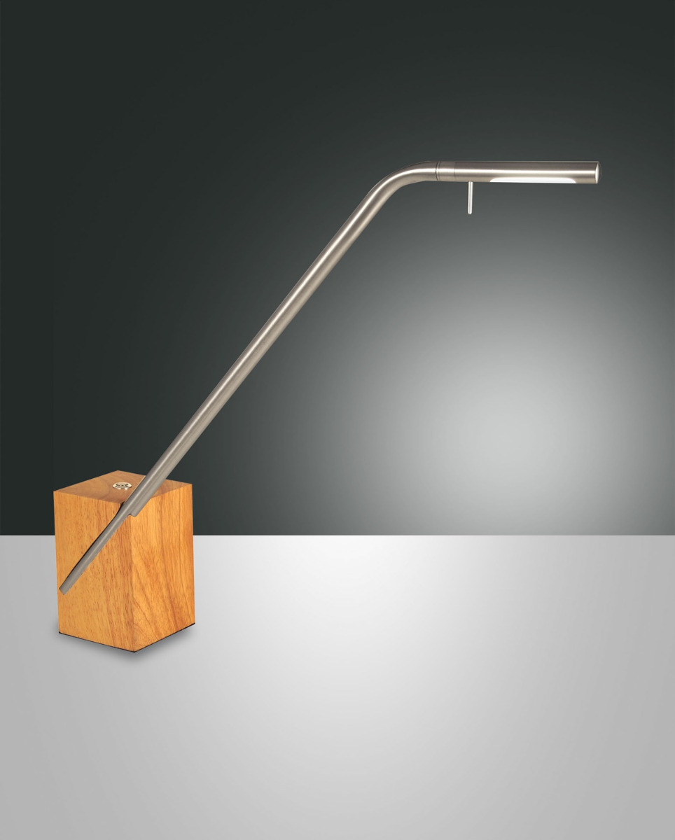 Fabas Luce LED-Tischleuchte VIKTOR Holz Nickel 3385-30-178 8019282094630