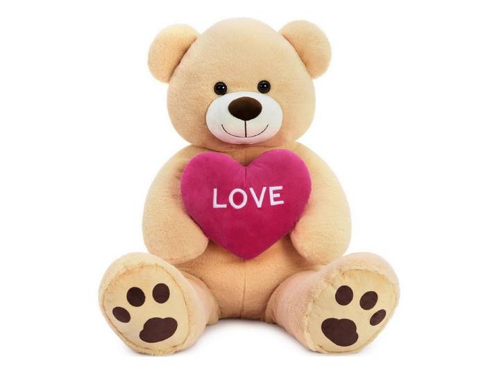 LuxusKollektion Kuscheltier Teddybär XXL Kuscheltier Plüschbär Kuschelbär Herz I Hellbraun 90cm (1-St)