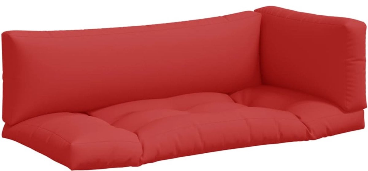 vidaXL Palletkussens - 3 stuks - Rood - Stof