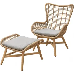Endorphin, Gartenstühle, Aurora Gartensessel + Hocker + Kissen Farbe: bambus Gartenmöbel