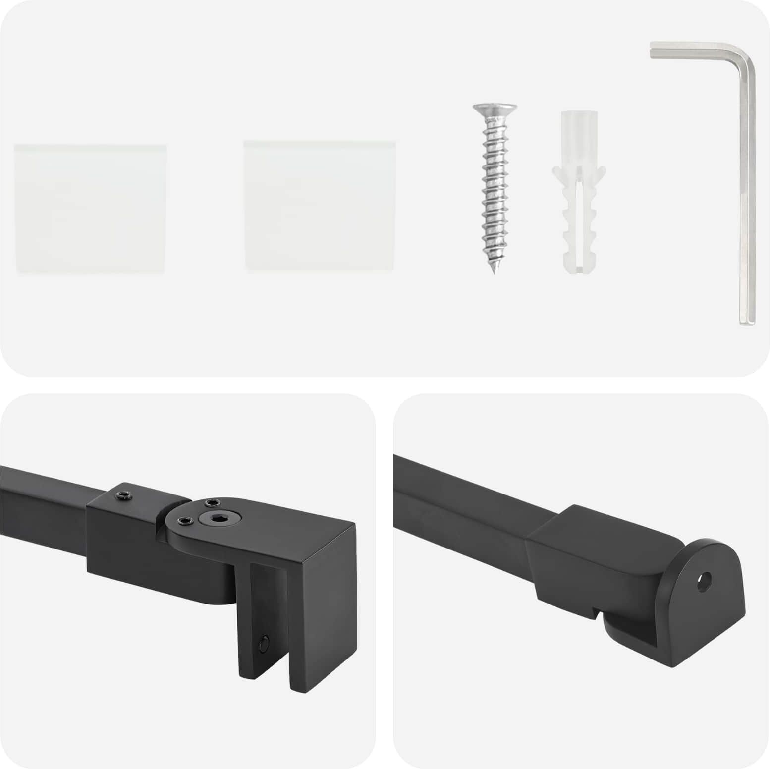 vidaXL Barre de support de douche 47,5 cm pour verre de 68/ mm Noir