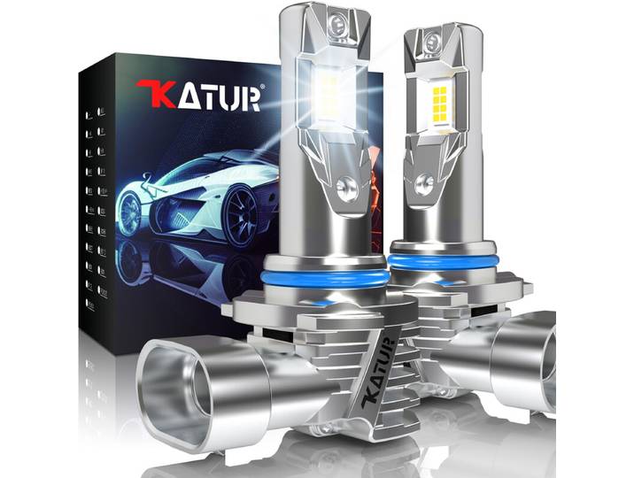 Katur Ampoules de phare LED HIR2 9012 26000 lm 80 W 6000 K blanc sans ventilateur étanches taille mini prêtes à l’emploi lot de 2