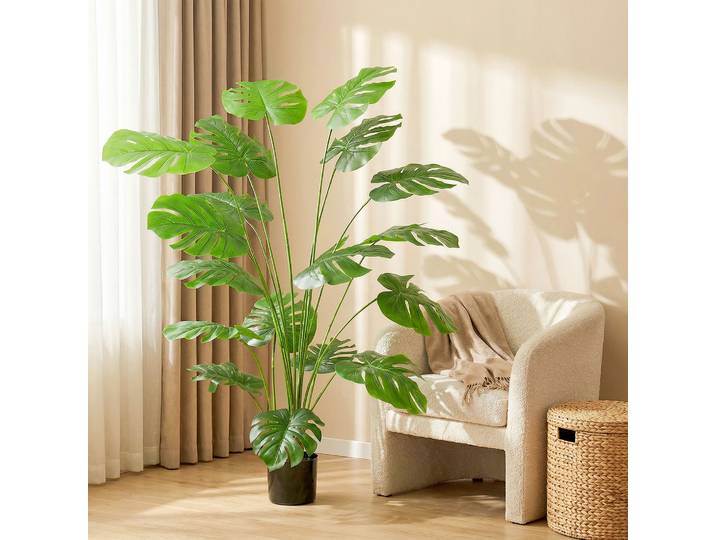 HOMCOM Monstera Artificielle 150cm avec Pot Intérieur Vert