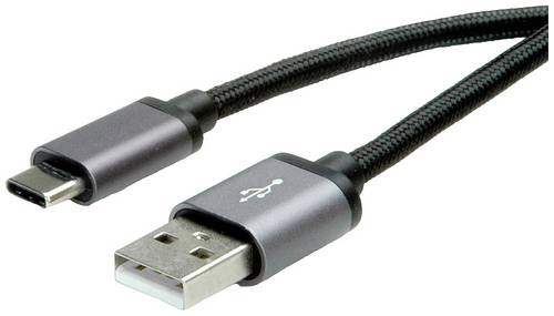 Roline USB-Kabel USB 2.0 USB-C Stecker, USB-A Stecker 1.80 m Schwarz Geschirmt 11.02.9028