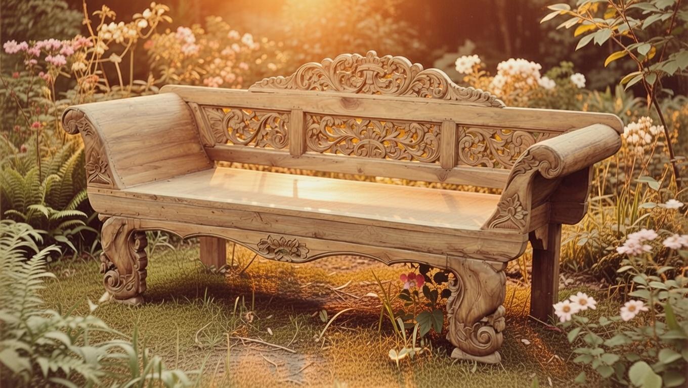 Elegante Holzbank im klassischen Design für Garten Terrasse