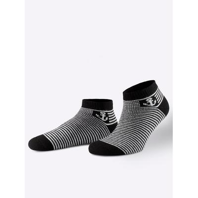 Socken WÄSCHEPUR, Damen, Gr. 3, schwarz-weiß (schwarz, weiß, gestreift), 80% Polyacryl, 18% Polyester, 2% Elasthan, Socken Socken