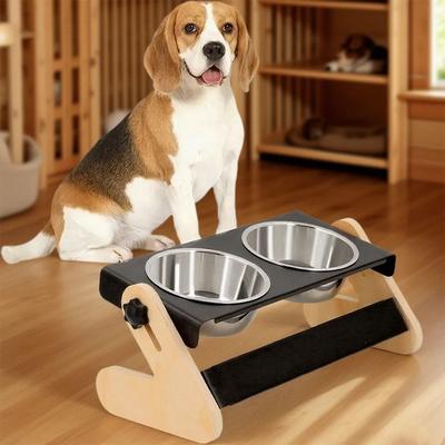 Uplift Essentials Elevated Industrial Iron And Wood Pet Feeder Elevated Industrial Iron And Wood Pet Feeder