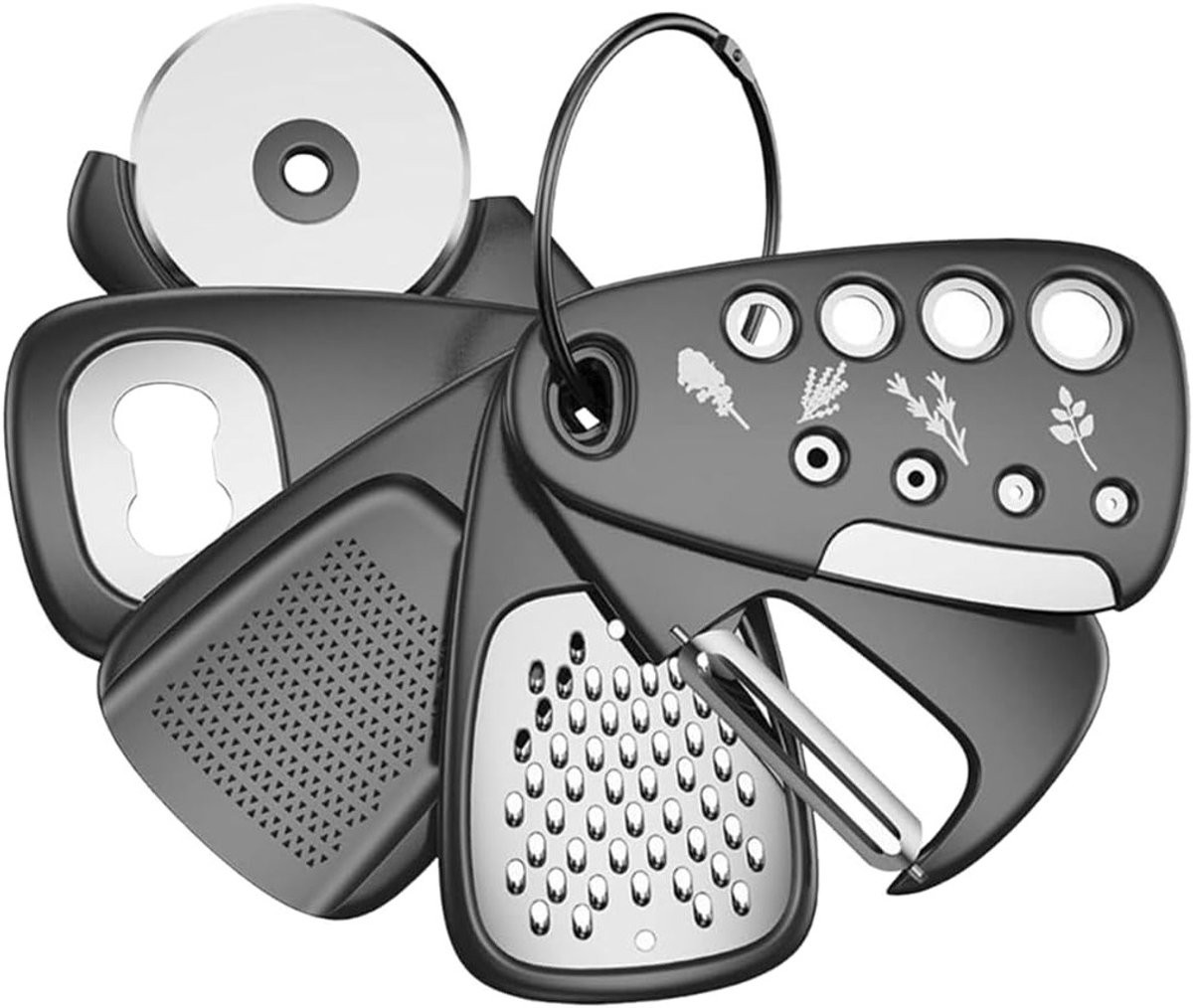Multifunctionele 6-in-1 keukengereedschapset met rasp, flesopener en groenteschiller