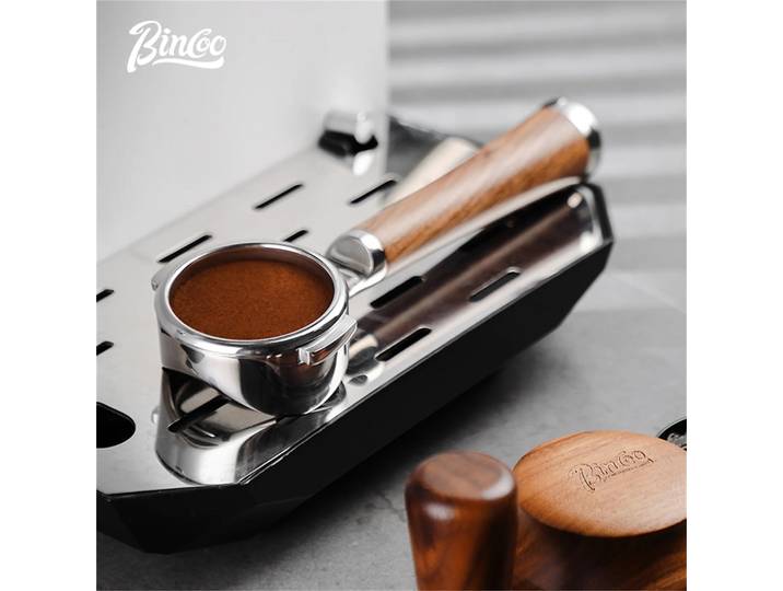 Poignée sans fond en noyer Bincoo, accessoire pour expresso 58 mm, porte-filtre ouvert pour l'extraction professionnelle