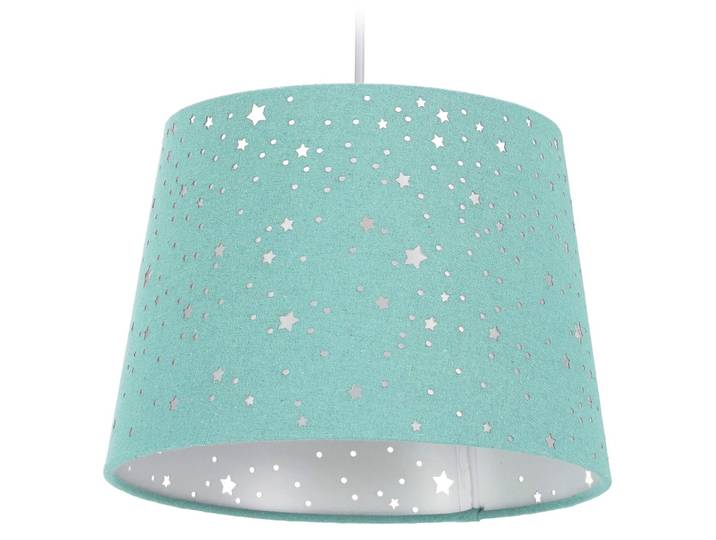 Relaxdays Lampe pour chambre d'enfant « Étoiles »\, lampe suspendue à abat-jour\, pour garçons et filles\, ciel étoilé\, E27\, abat-jour rond en tissu\, couleur menthe