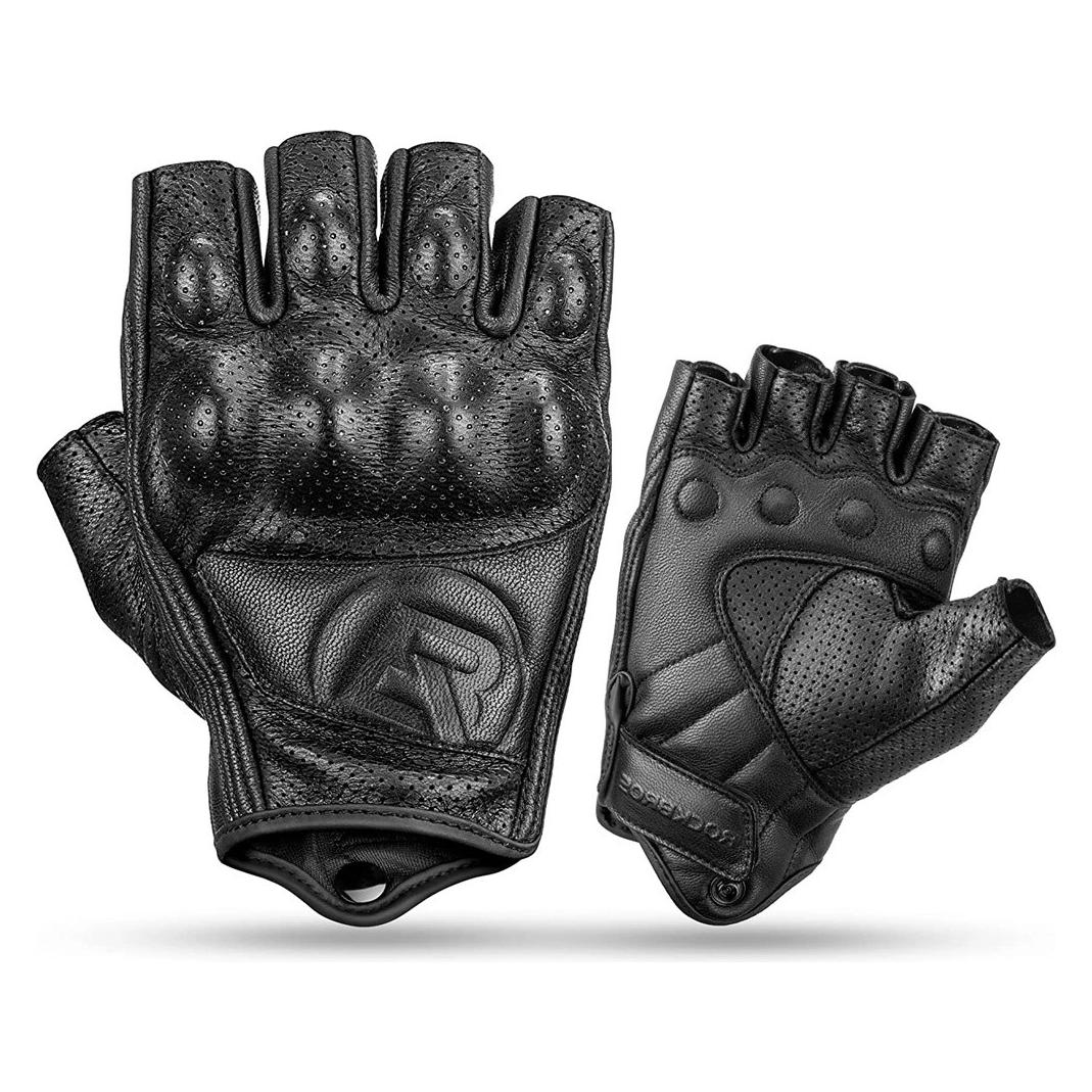 Rockbros 16220006002 M leather motorcycle gloves - black (Damen, Herren, M) (1701423730)