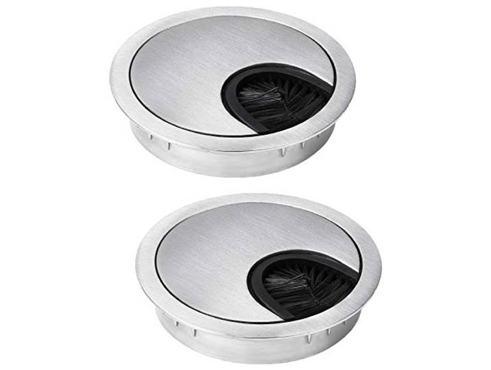 Novaato 2x elegante kabelgoten 60 mm - metalen kabelopening met borstels zorgt voor een schone werkplek