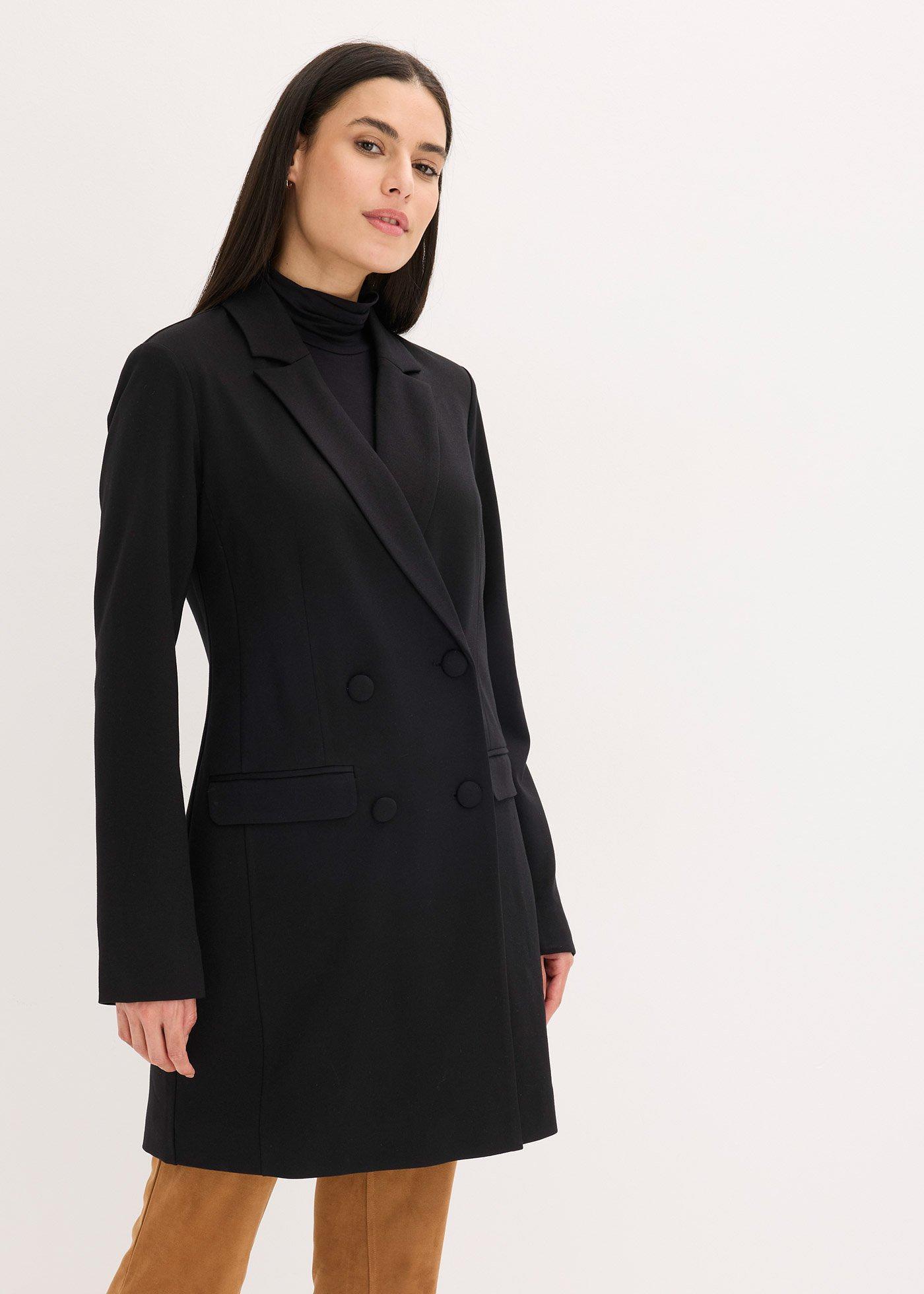 bonprix Longblazer aus Punto di Roma, schwarz, Gr.36/38 (S), eleganter Punto Longblazer