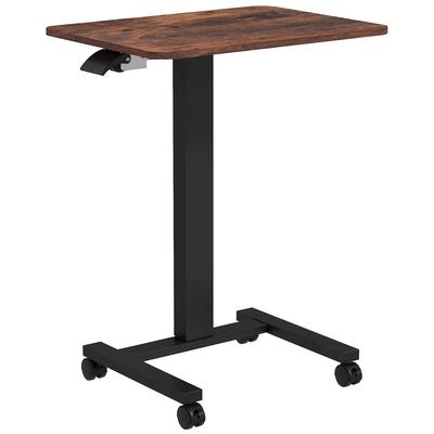 STILVORA Laptoptisch höhenverstellbar 65x48x108 cm mit Rollen und Bremsen, pneumatisch verstellbares Stehpult, Stahlgestell, Rustikalbraun