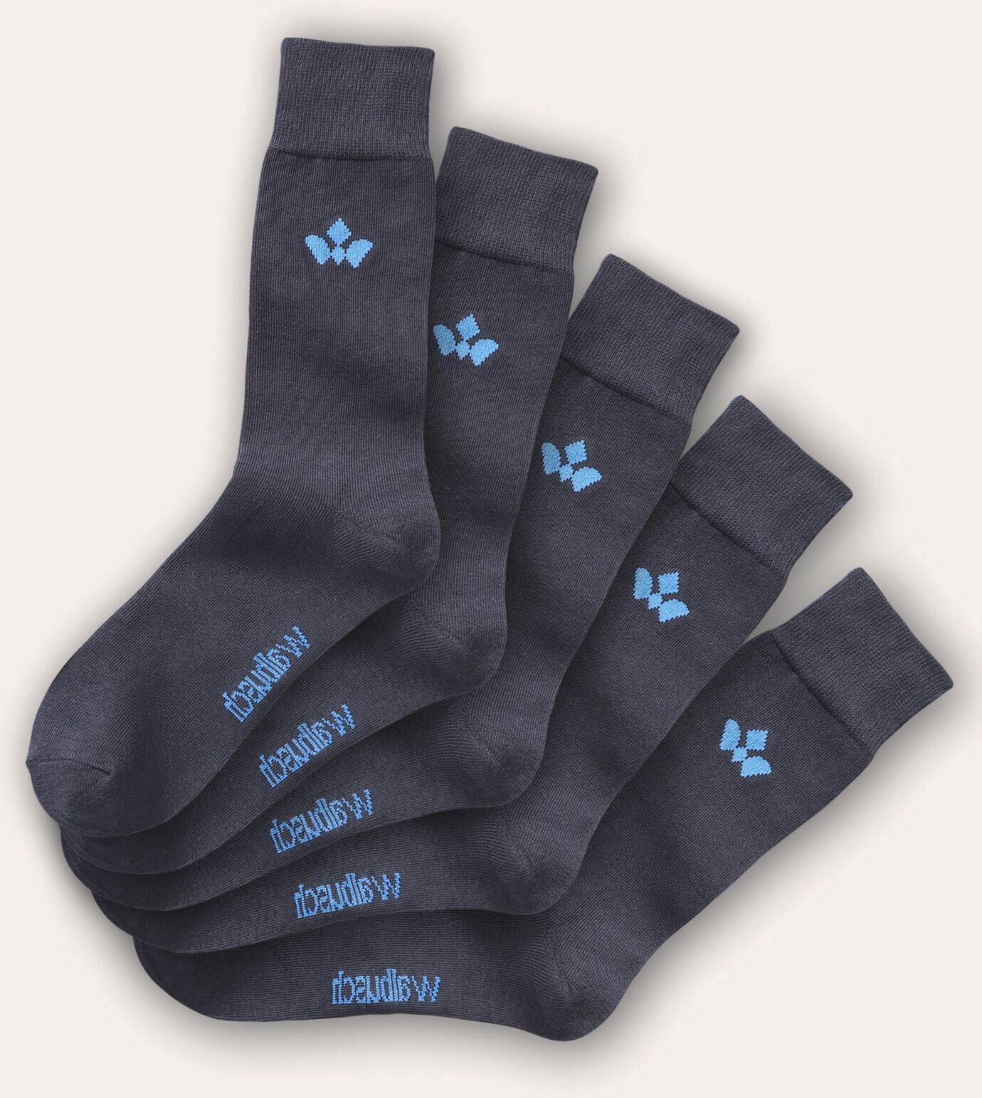 Walbusch Baumwoll-Socke Everyday, noch offen: Größenlauf, Farbe Blau, 39-42, praktischer 5er-Pack atmungsaktiver Baumwoll-Mix Herren