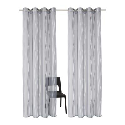 Gardine OTTO HOME "Dimona, Ösen, transparent, 2er-Set" Gr. 1, grau (silbergrau), B:140cm H:145cm, Voile, Polyester, Gardinen, Gardine, 2er-Set, transparent, Voile, Polyester