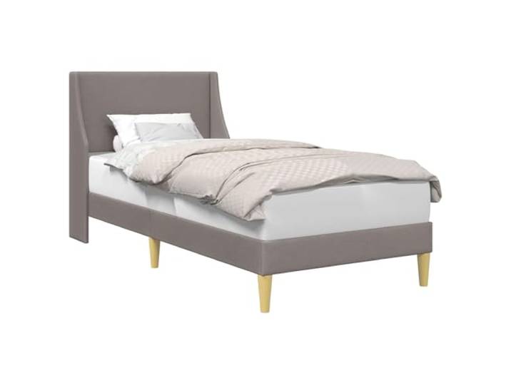KKgypkn Bettrahmen mit Kopfteil Taupe 90 x 200 cm Stoff, modernes Bettgestell aus Sperrholz mit gebogenen Latten, platzsparendes wandmontiertes Kopfteil, Schlichtes Design