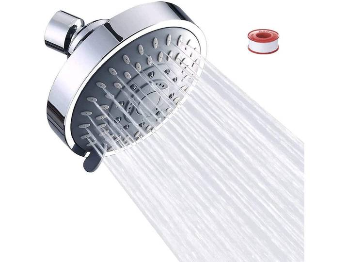 Regendusche Duschkopf Hochdruck Wassersparend mit 5 Sprühmodi 4 Zoll Chrom