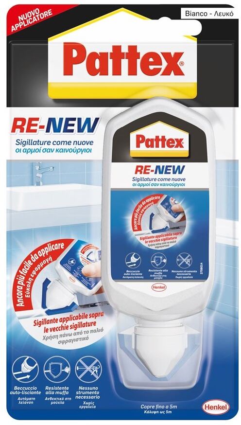Silicone neutro Pattex 2760634 Re New con applicatore Bianco