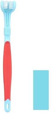 Inspired Finds 3 Sided Pet Toothbrush For Dogs & Cats Oral Dental Care light Blue