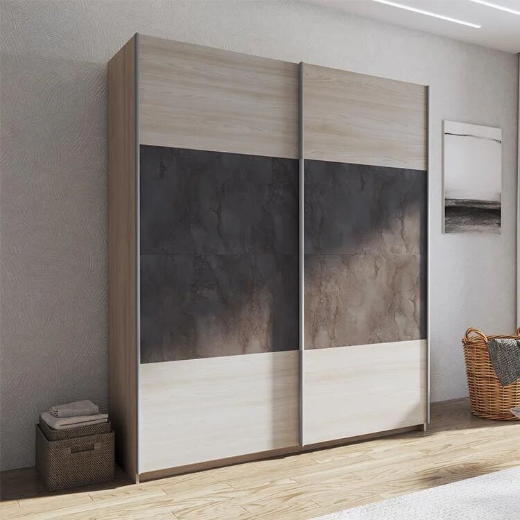 garneroarredamenti Armadio 180x219h cm 2 ante scorrevoli rovere chiaro ossido Mosca