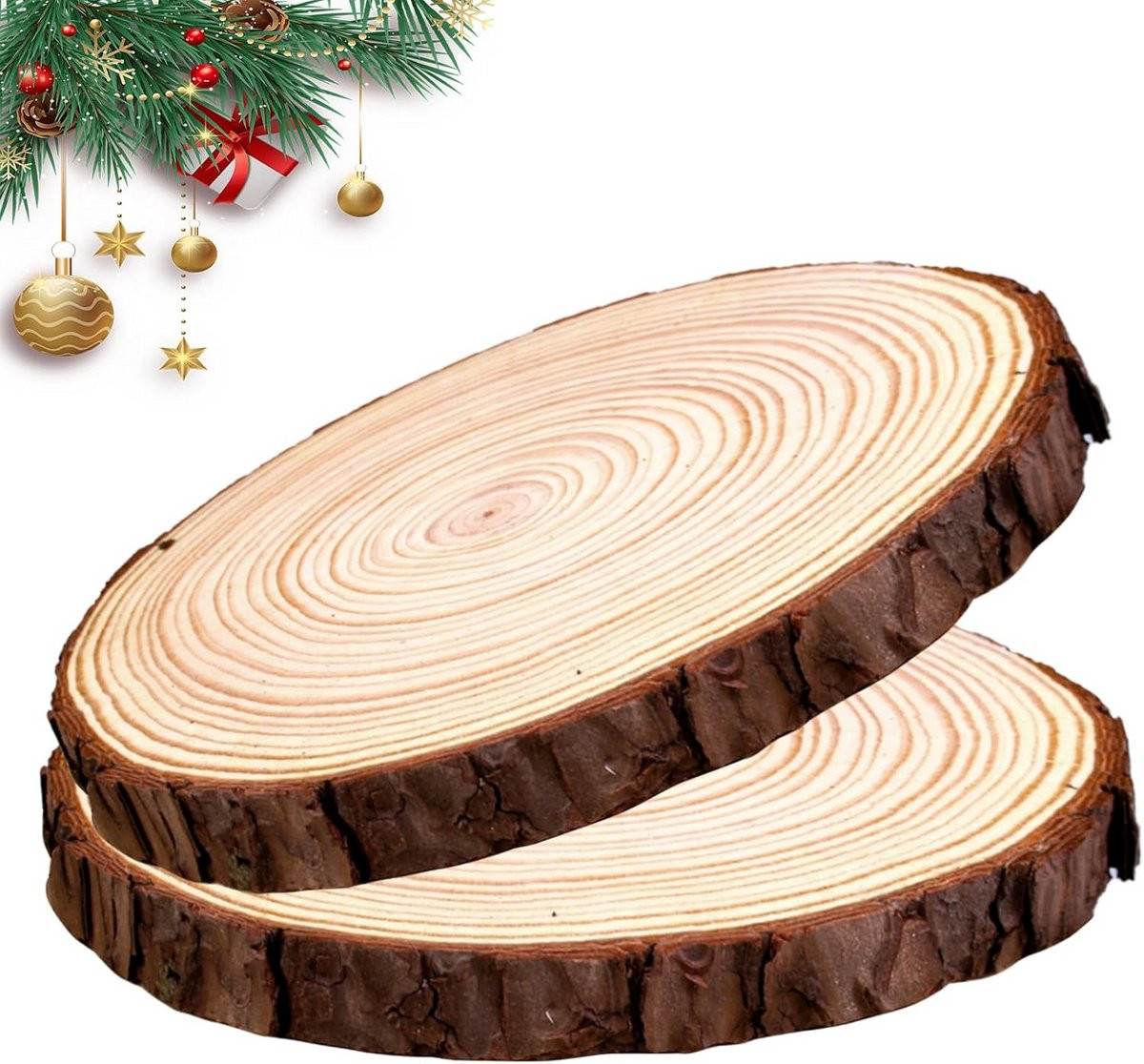 Set van 2 houten ronde schijven voor knutselen en decoratie, doorsnede 28-30 cm