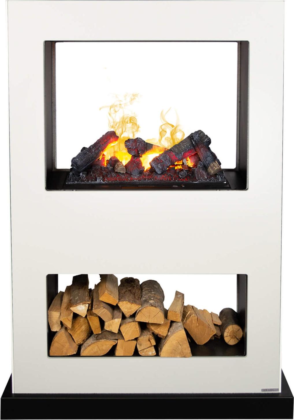 Xaralyn Wasserdampf-Kamin - Lasize BW - weißes Holz - mit Fernbedienung - Opti-Myst Elektrokamin - Durchsichtkamin - Raumteiler