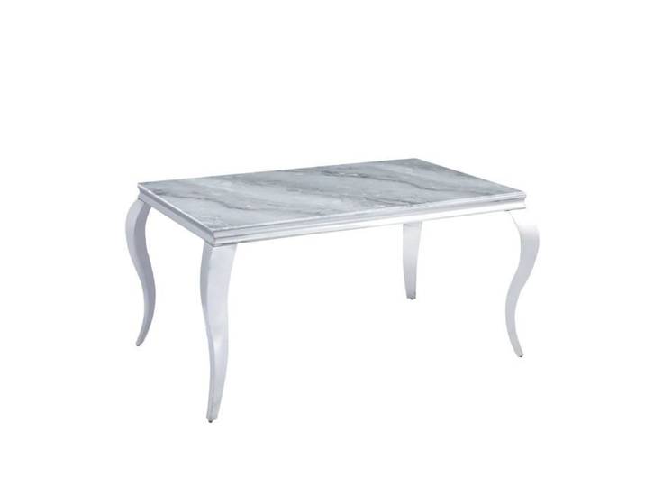 Table à manger verre effet marbré greige 180x90 cm 6-8 pers BAROQUE
