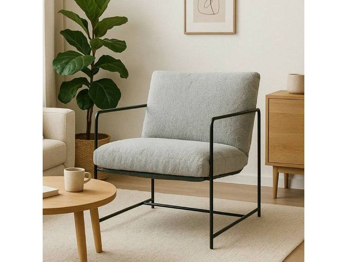Dmora - Fauteuil Appare 61x67xh75 cm gris Métal et Tissu