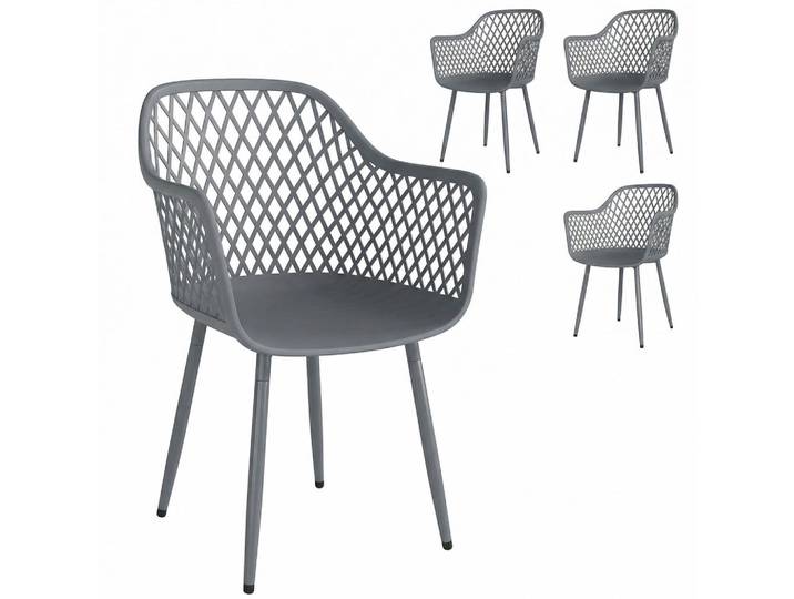 Outsunny Gartenstühle 4er Set Metall Kunststoff Dunkelgrau, 51x84x56 cm, Gartenmöbel, Gartensessel, Gartenstühle