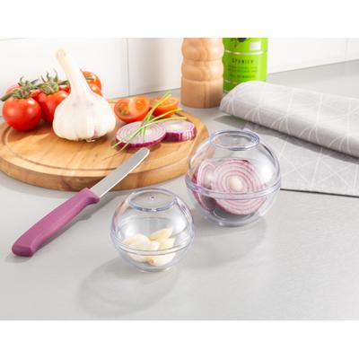 Frischhaltedose RUCO, transparent, Ø:9cm, Kunststoff, Lebensmittelaufbewahrungsbehälter, Frischhaltedose, Frischhaltekugeln für Zwiebeln und Knoblauch