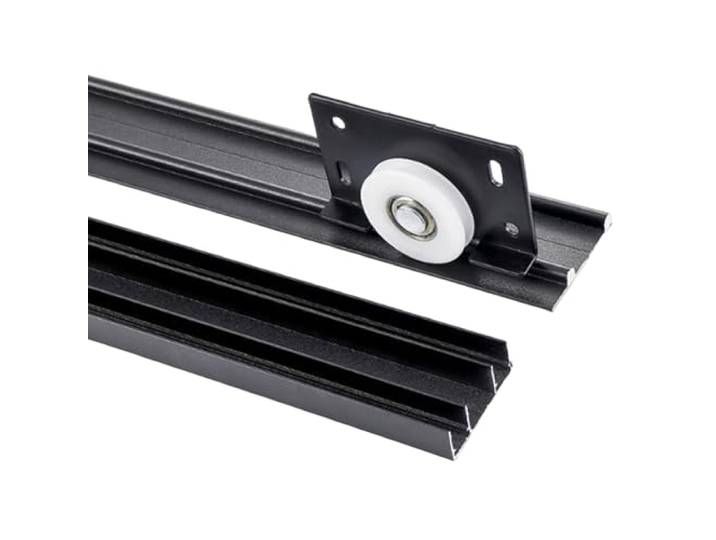 Schiebetürschiene, Aluminium-Kleiderschranktürschiene Ersatzsatz for geräuscharme Gleiträder, for Kleiderschrank, Scheune, Glastür(280cm)