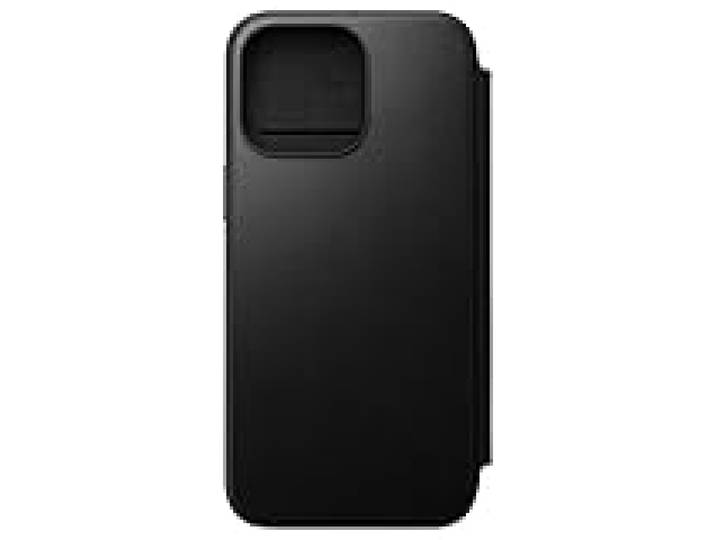 Nomad Étui portefeuille moderne en cuir pour iPhone 15 Pro Max, compatible avec MagSafe et chargeur sans fil, 3 emplacements pour cartes, protection antichoc à 360° – Noir
