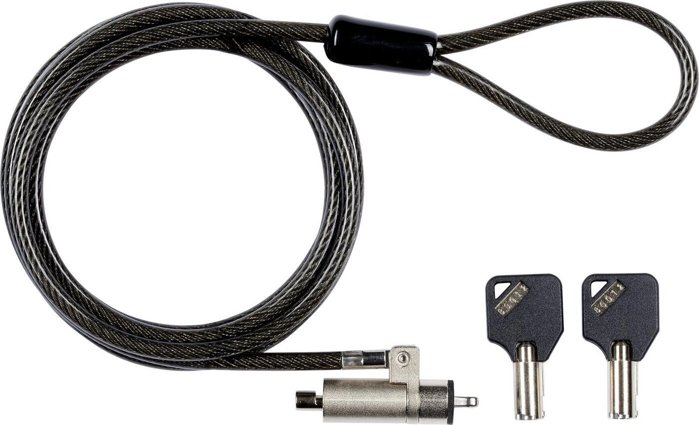 eSTUFF Master Keyed Security Cable Lock for K-Slot, 4.5 mm x 1.8 m - Black, 25 Pack + 2 Master Keys (GLB220101-M)
