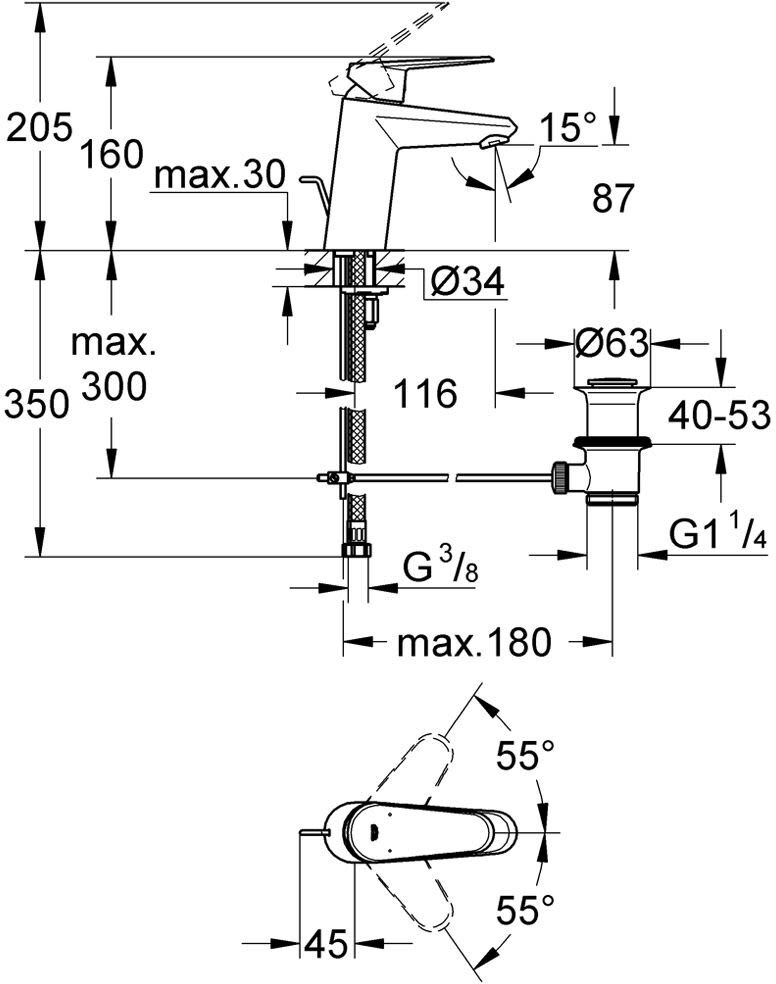Grohe Eurodisc Cosmopolitan Einhand-Waschtischbatterie