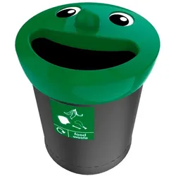 Mülleimer Smiley Face Bin Abfallbehälter 52 L schwarz grün für Schulen, Kindergärten und Kindertagesstätten