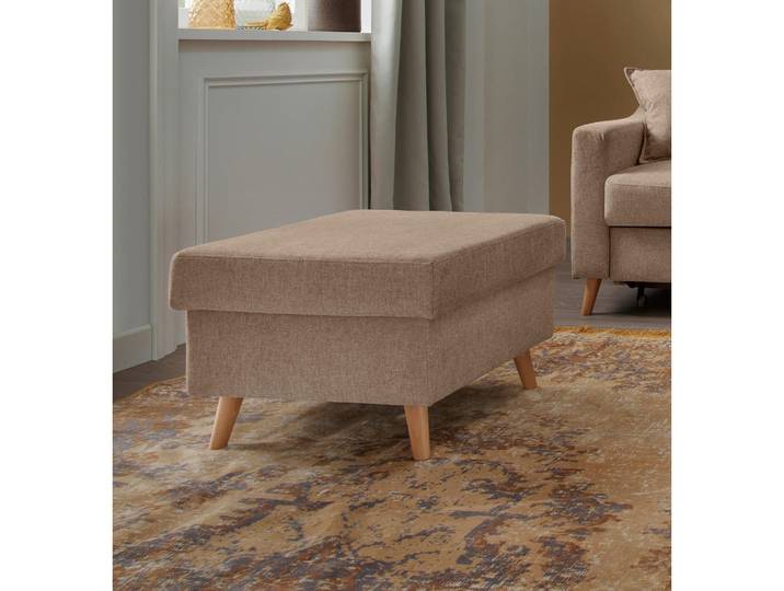 P & B Hocker Valentina, Hellbraun, Holz, Buche, Uni, rechteckig, 61x43x61 cm, erweiterbar (Typenauswahl), Stoff-/Lederauswahl, Wohnzimmer, Hocker, Sitzhocker