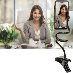 Smartphone-Halterung Schwanenhals mit Clip - Universalhalterung mit flexiblem 60 cm Arm - Perfekt zum Kochen, Filme schauen & Autofahren