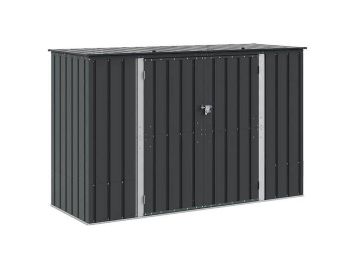 Boîte de rangement de jardin en acier - - Noir - 214x82x132 cm - Acier anti-rouille - Verrou à pêne dormant