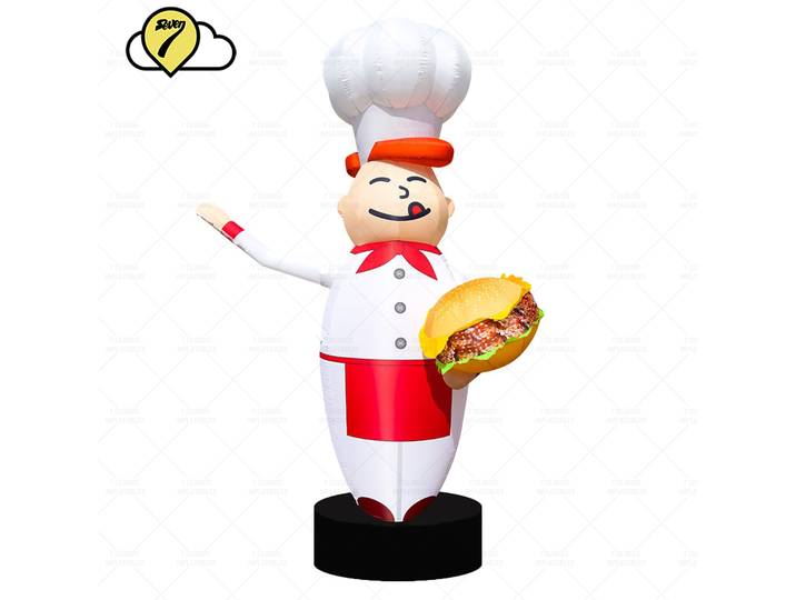 2,5 m Nouveau Design Personnalisé, Tube Gonflable de Bienvenue, Chef Cuisinier, Hamburger, Danseur, Décoration de Restaurant Fast-Food, Jouets LED