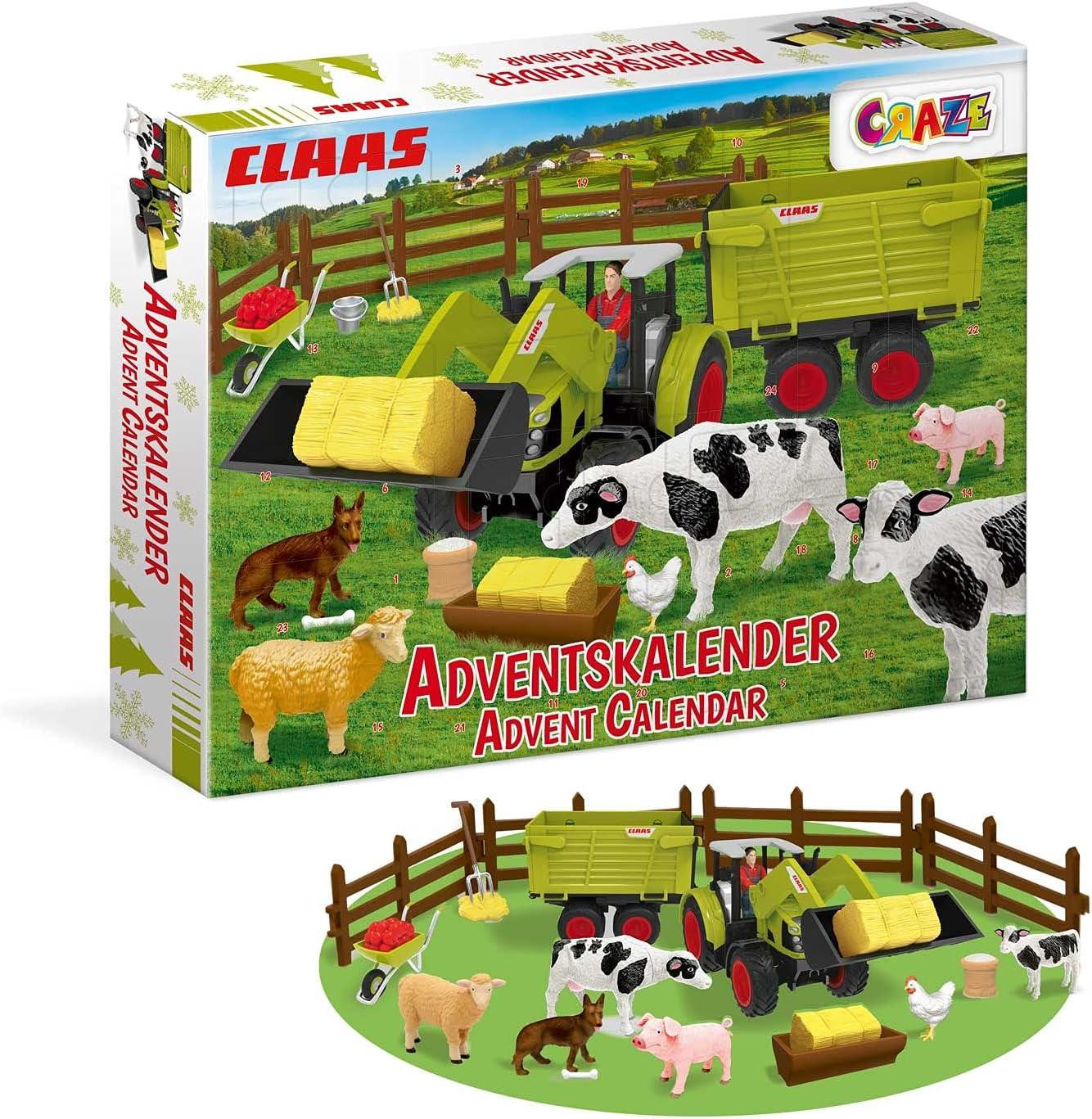 Claas Adventskalender voor kinderen met boerderijfiguren en tractor