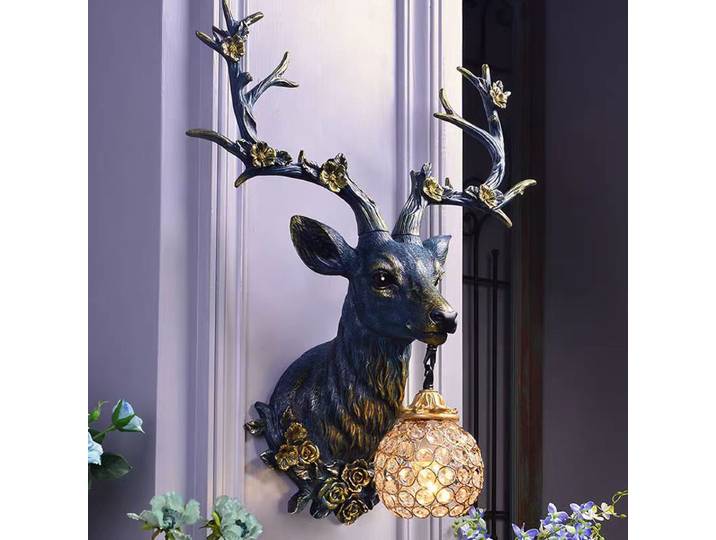 Applique murale en forme de cerf porte-bonheur, décoration murale personnalisée en résine, éclairage pour salon, arrière-plan de télévision, Restaurant, lampes d'art créatives