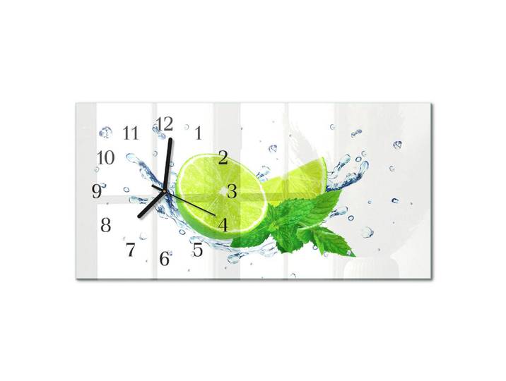 Tulup Wanduhr 60x30 cm - Brücke, Grün, Glas, Rechteckig, 60x30x0.4 cm, Dekoration, Uhren, Wanduhren