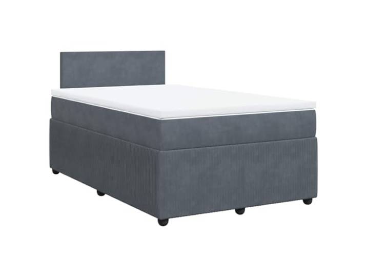 KKgypkn Boxspringbett mit Matratze Dunkelgrau 120x200 cm Samt mit Taschenfederkern und Lattenrost